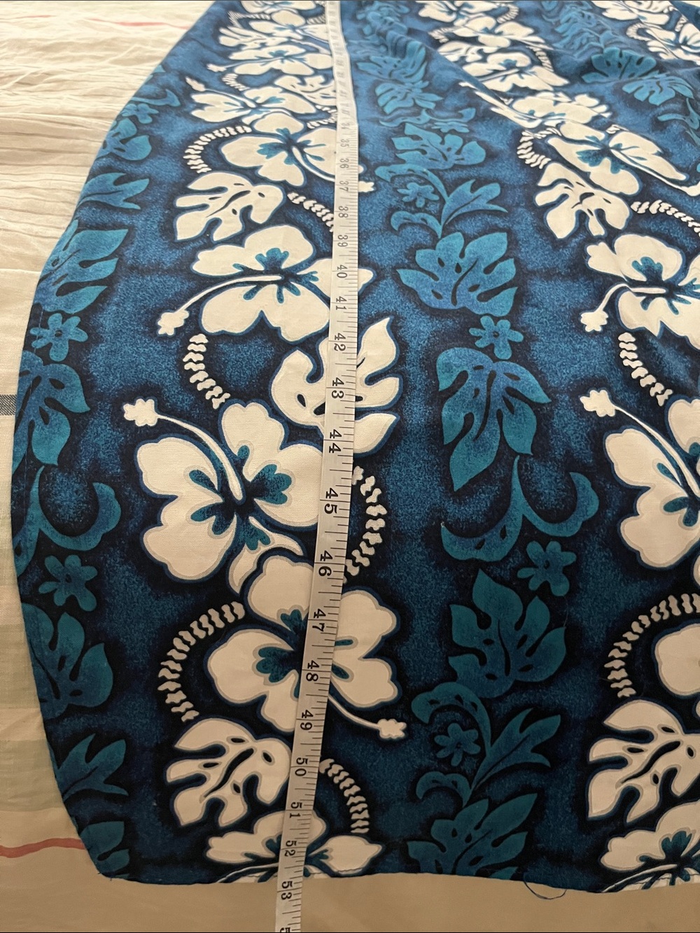 KY's Vintage Hawaiian Maxi Blue Hibiscus Floral Dress, Size 2 XLarge - Picture 6 of 8